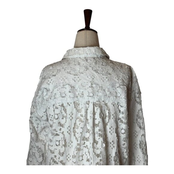 Pilcro Shirt Women Small White Lace Lacey Button Down Top Boho Cottagecore - Picture 8 of 15